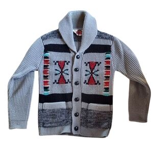 Vintage Miller Outerwear Gray Southwest Aztec Sweater Jacket